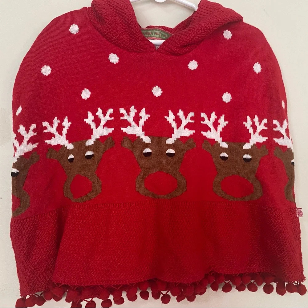 NWT Sophie & Sam Hooded Rudolph Poncho